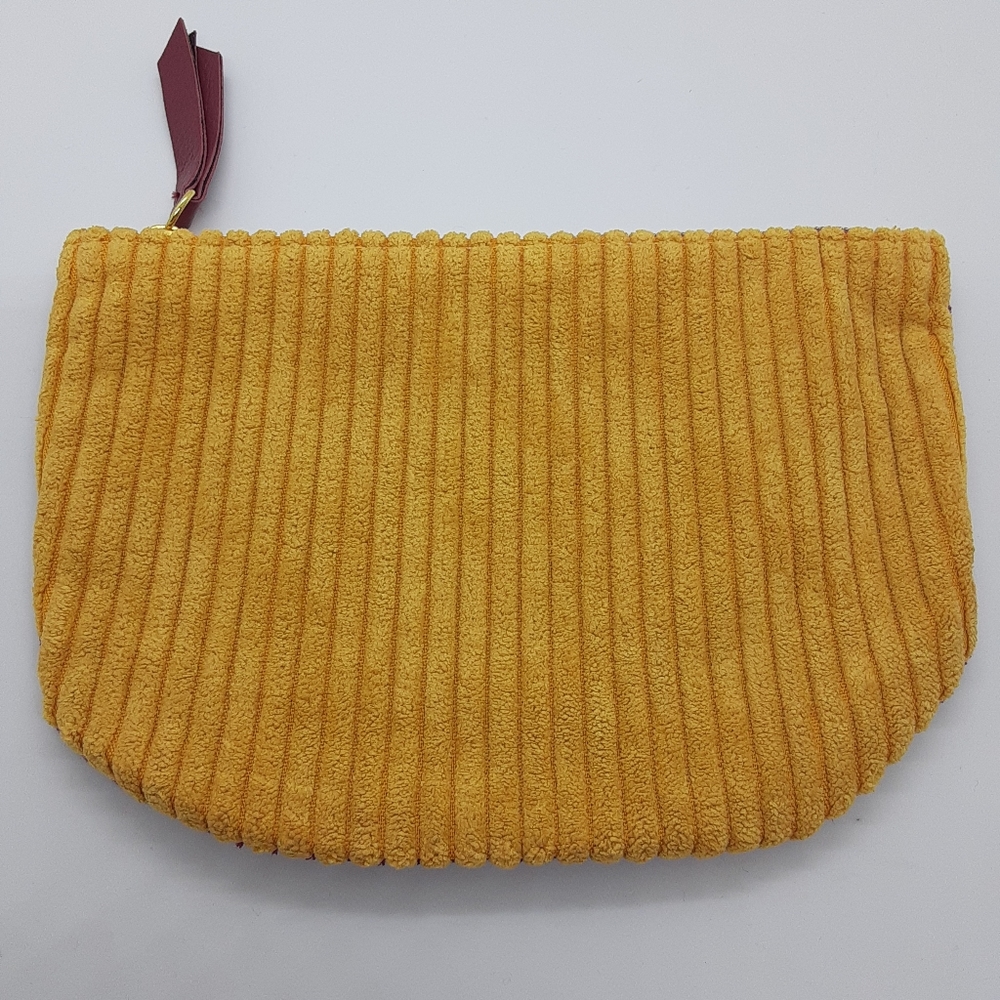 New ipsy Maroon/Yellow Rounded Zipper Makeup Bag